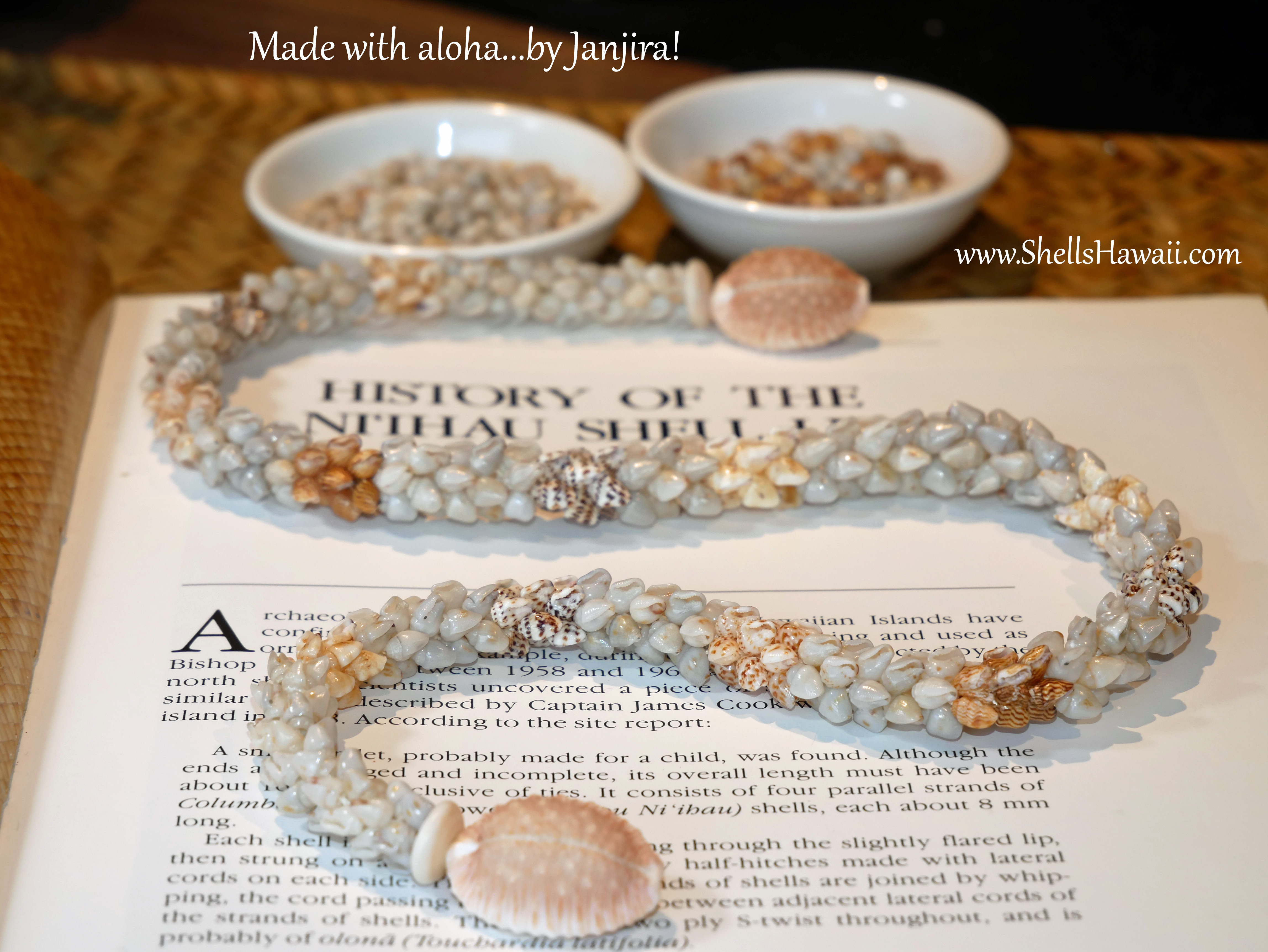 blue, gray momi double-double pikake style necklace 