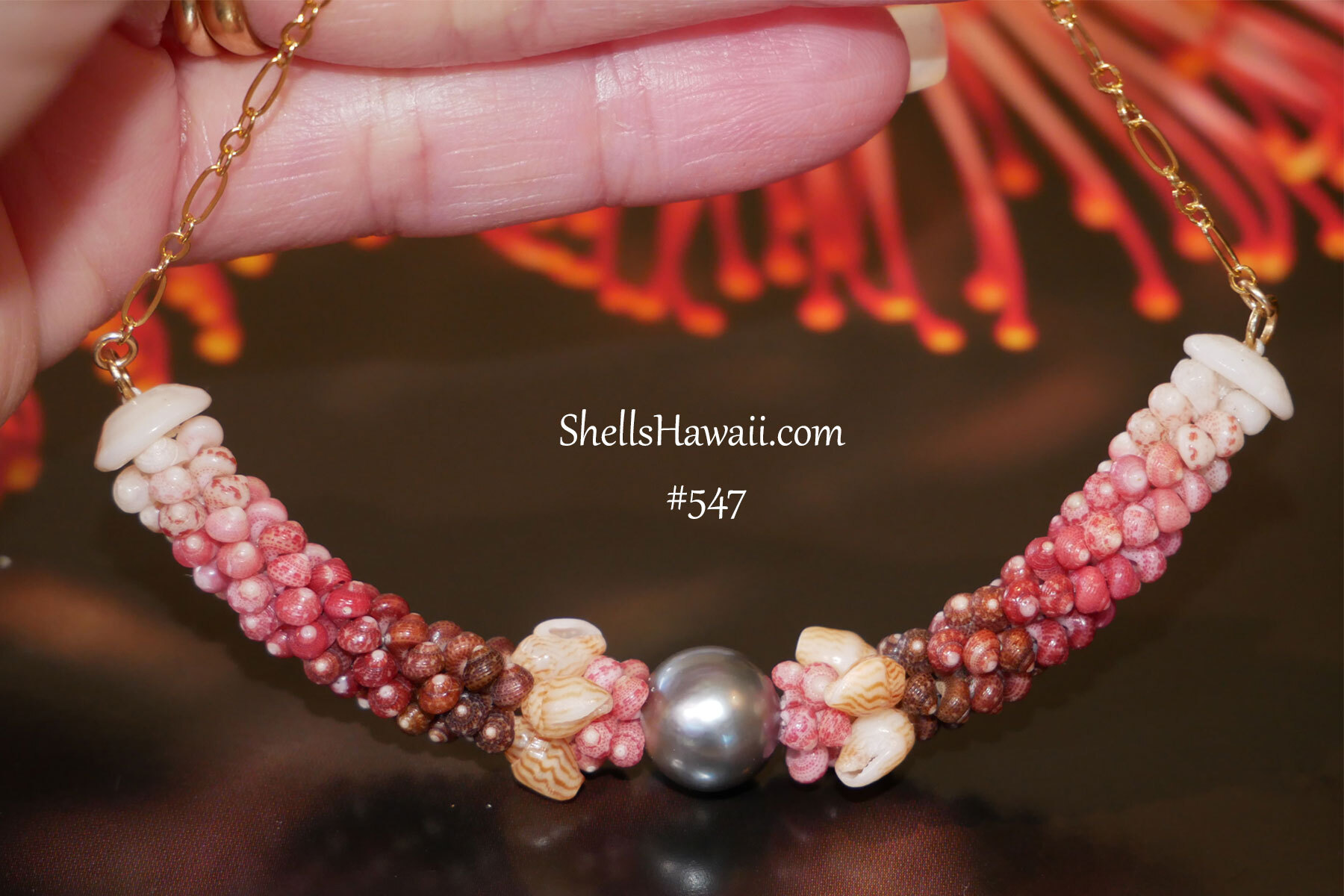 niihau shell necklace ombre style made with kahelelani shells