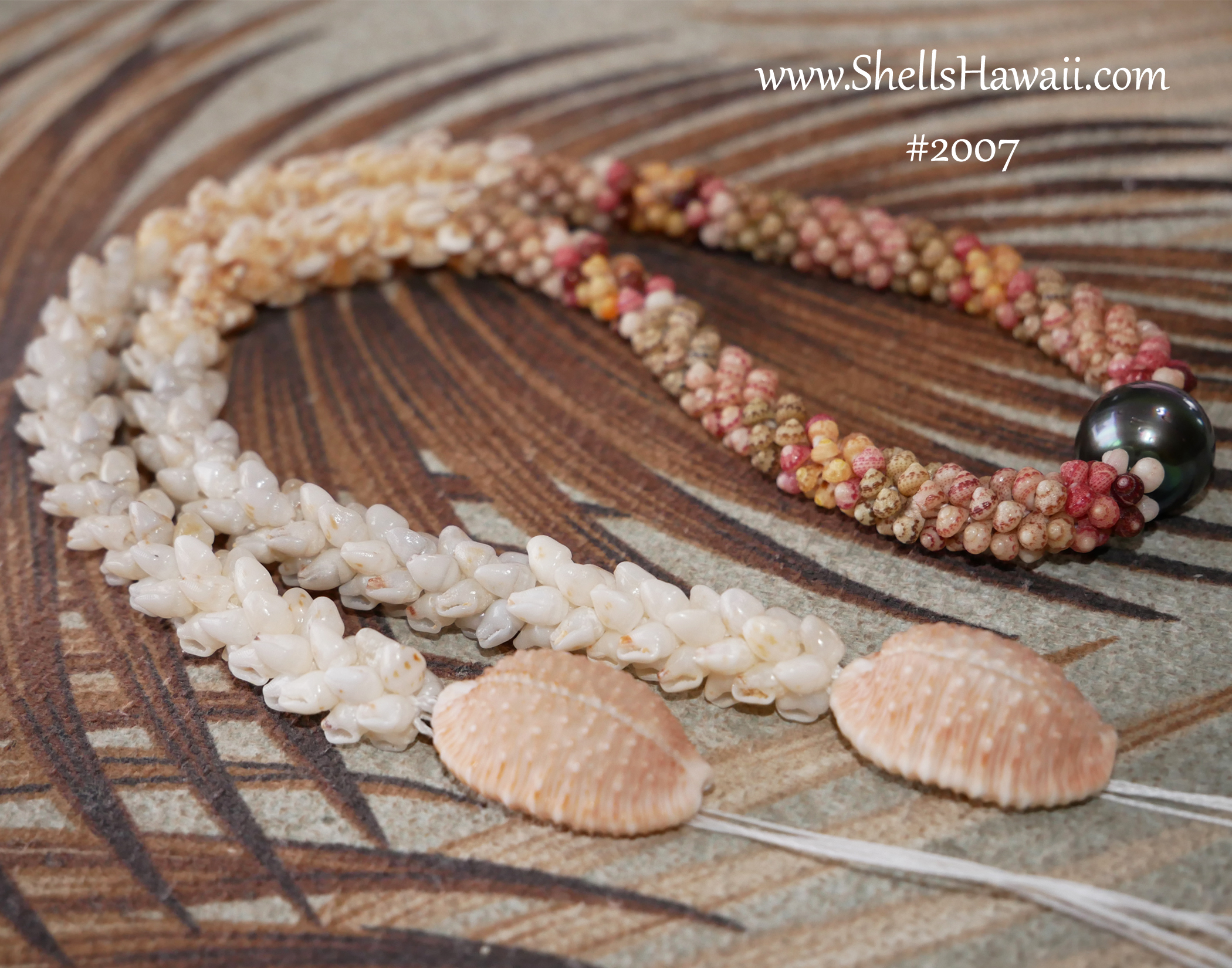 niihau shell necklace with momi and kahelelani 