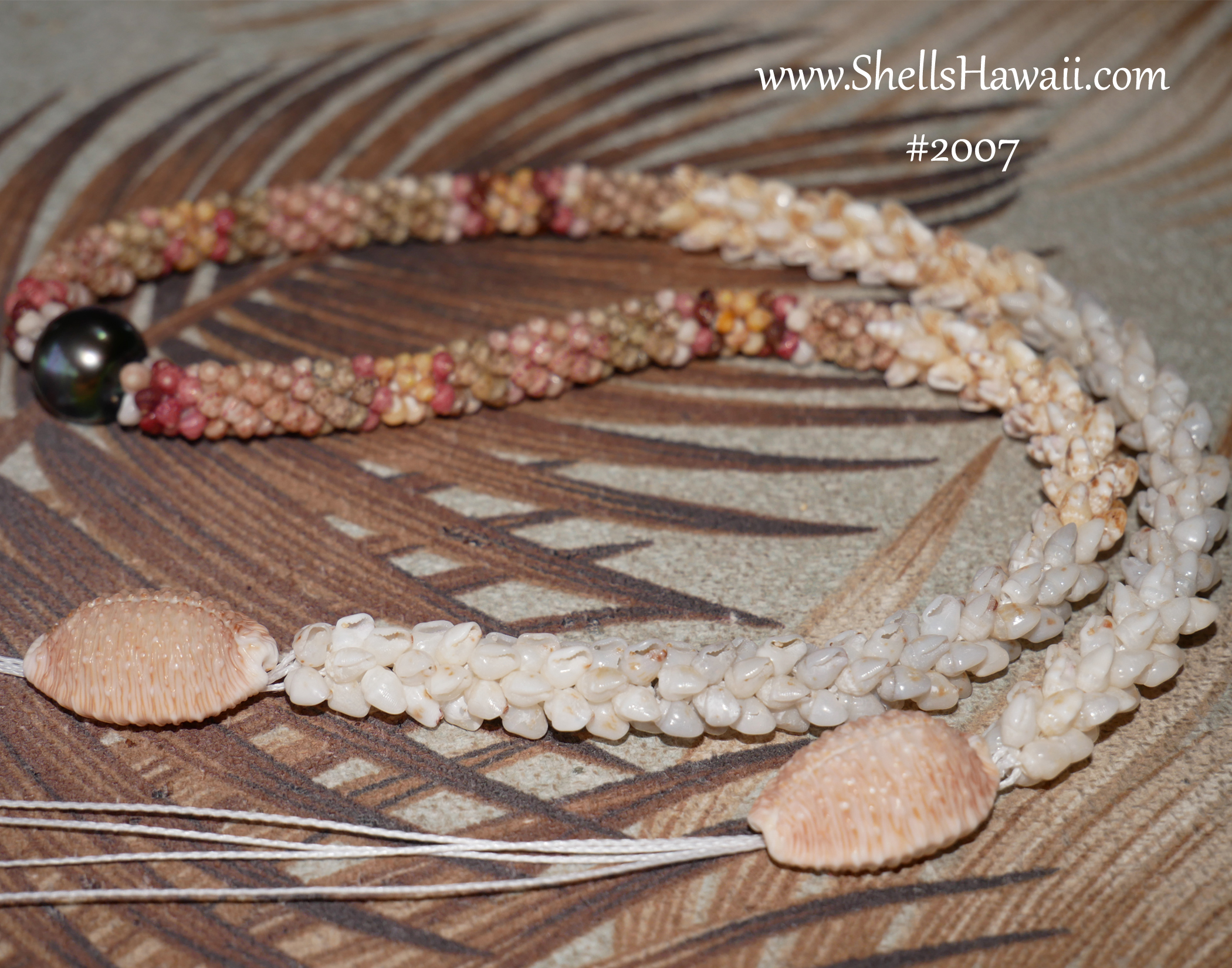 niihau shell lei double-double kipana style made with momi & Kahelelani