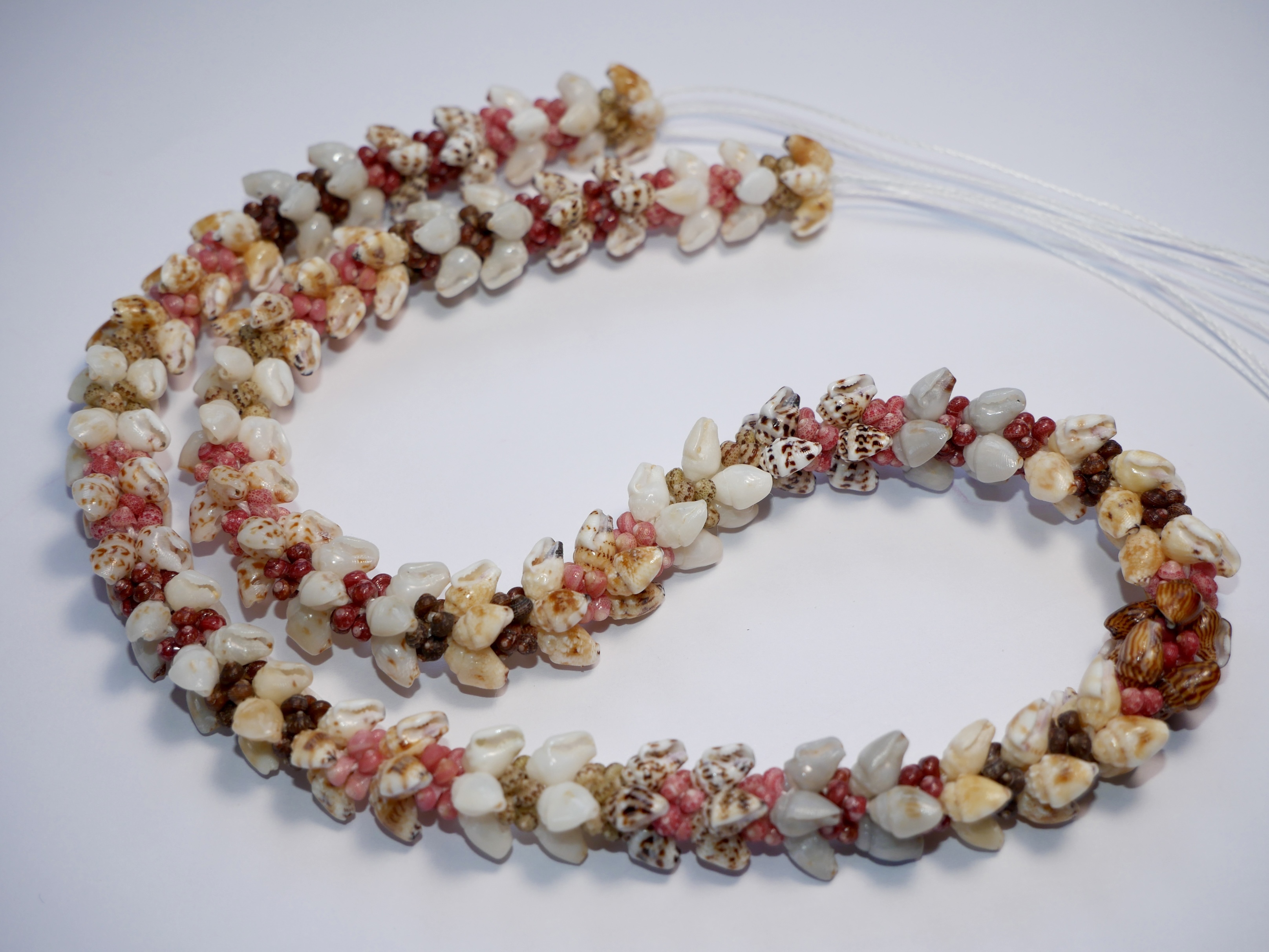 niihau kipona style lei/necklace using momi and Kahelelani shells to created