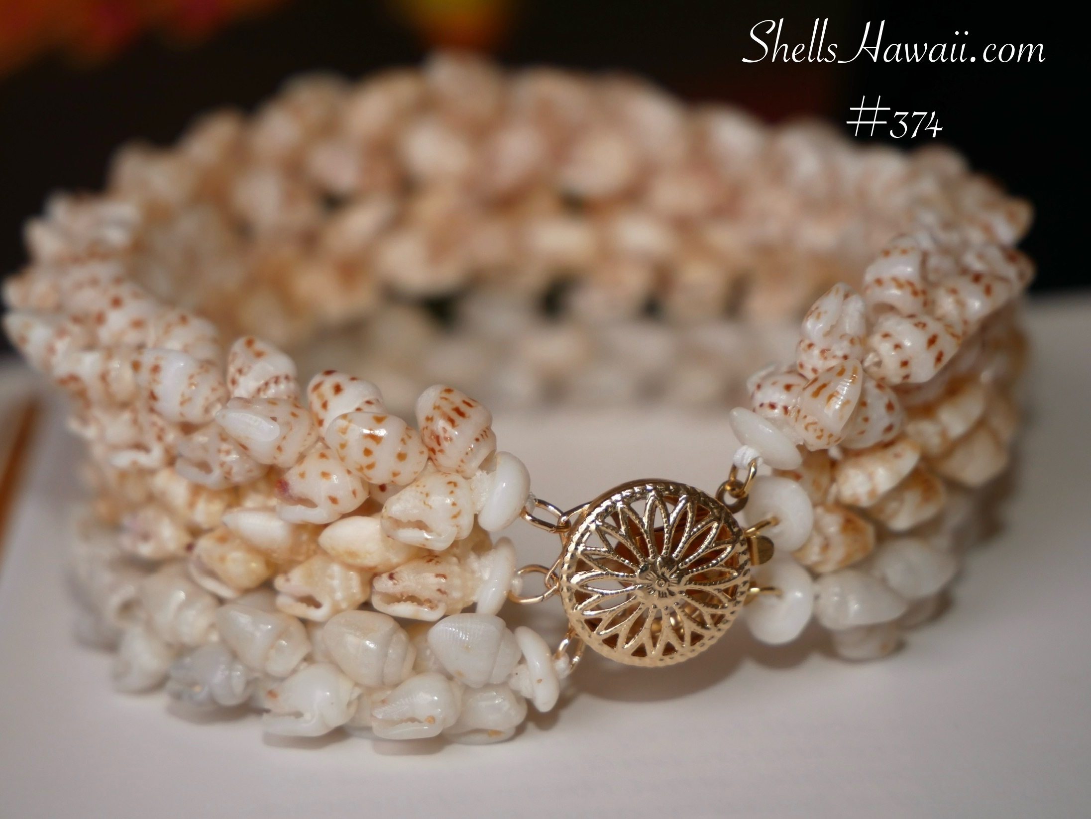 Niihau shell bracelet, Momi pikake style