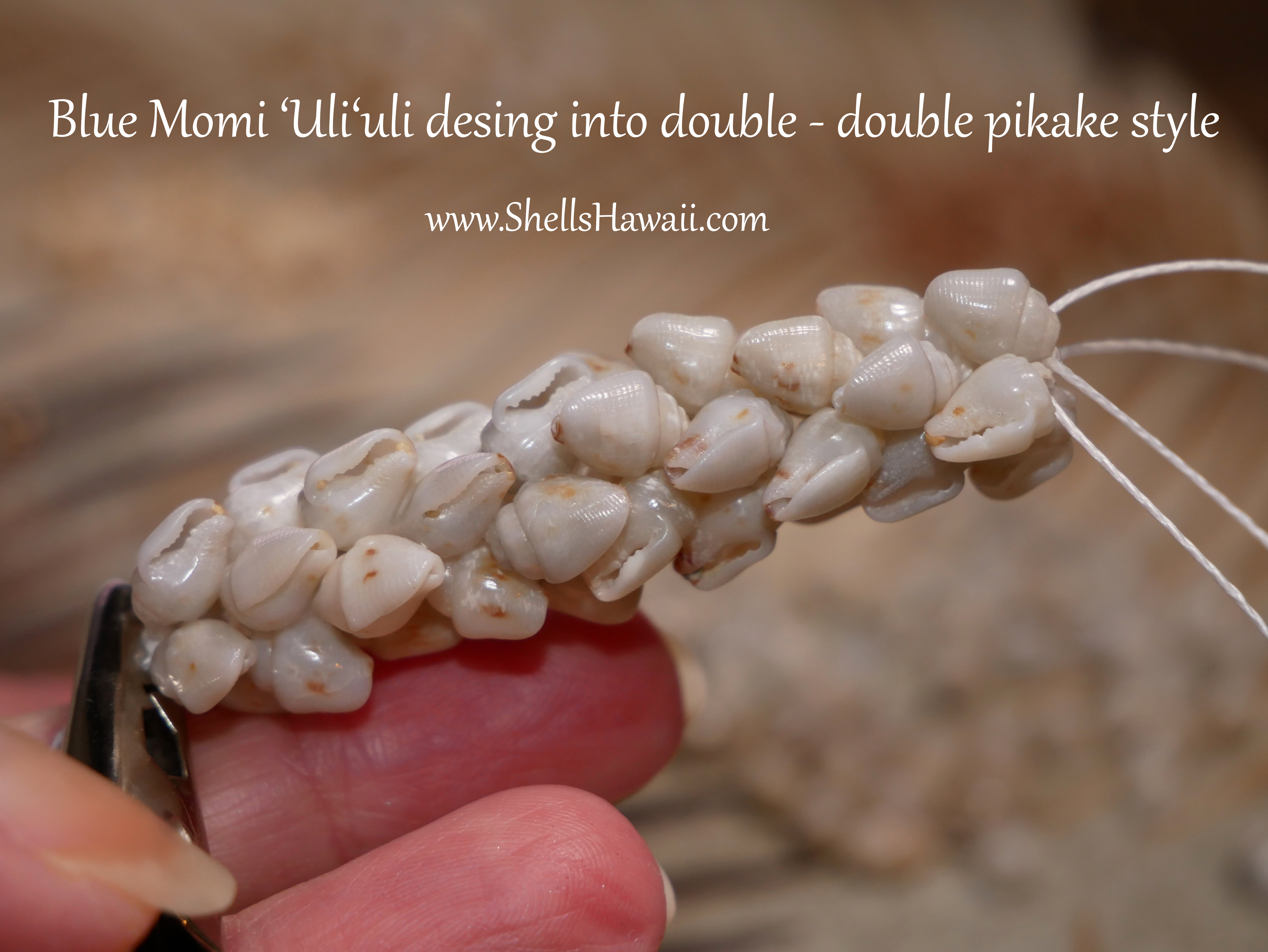 how to make double-double pikake necklace with momi shells 