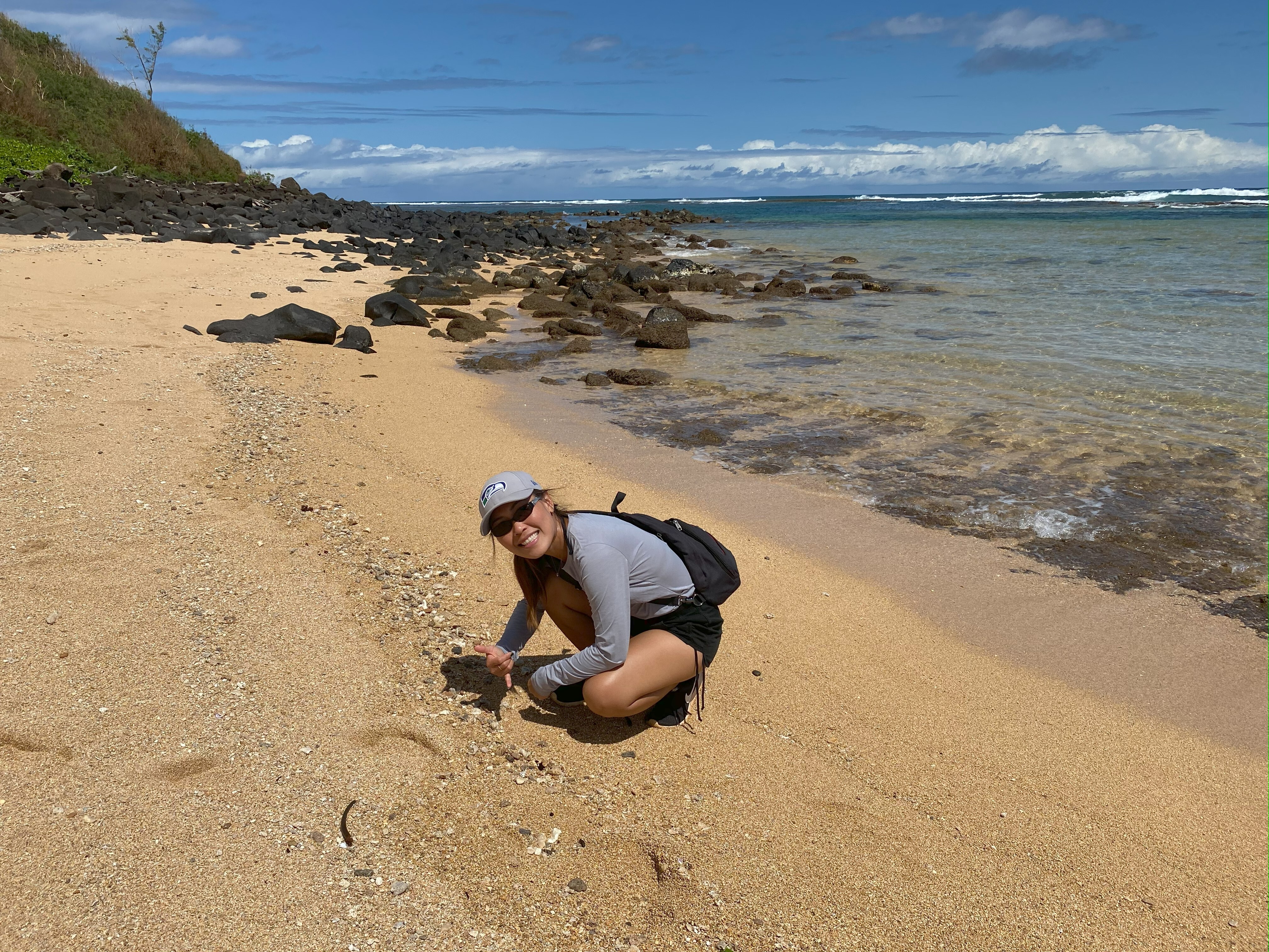 shelling Puka shell kauai, hawaii 